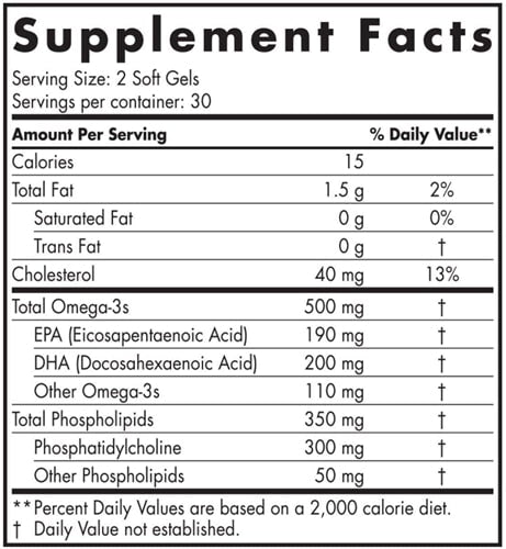 Omega-3 Phospholipids 60 Soft Gels (Nordic Naturals) Supplement Facts