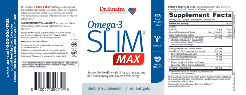 Omega-3 Slim MAX (Dr. Sinatra) Label