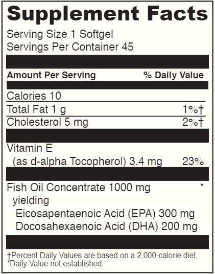 Omega 3 1000 (DaVinci Labs) 45ct Supplement Facts