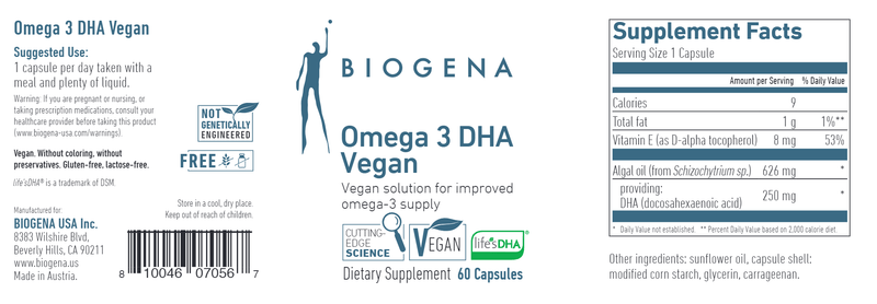 Omega 3 DHA Vegan Biogena Label