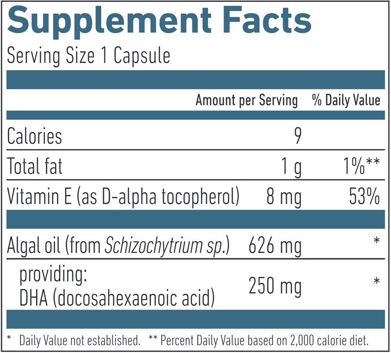 Omega 3 DHA Vegan Biogena Supplement Facts