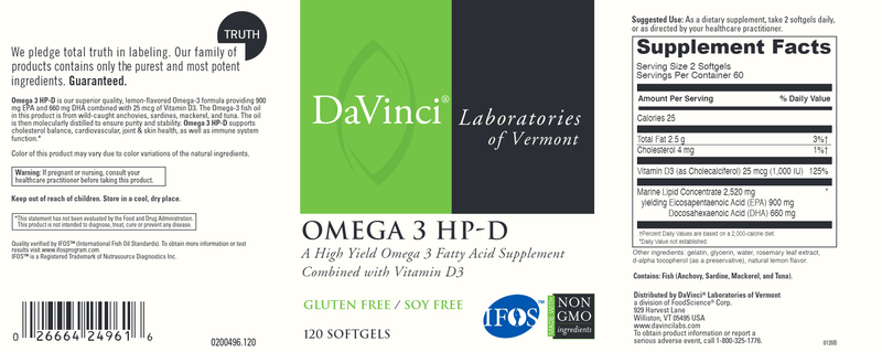 Omega 3 Hp D DaVinci Labs Label