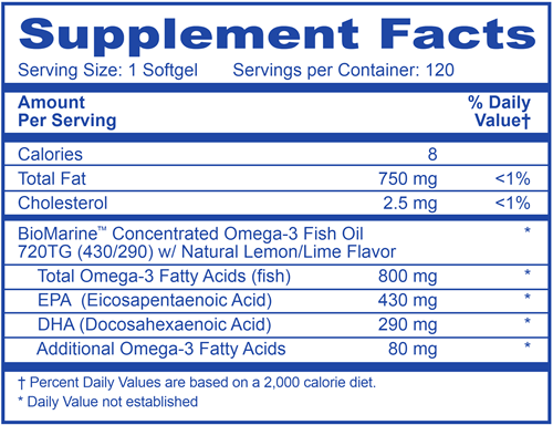 Omega 800 (Metabolic Code) Supplement Facts