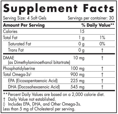 Omega Focus Jr. 120 Soft Gels (Nordic Naturals) Supplement Facts