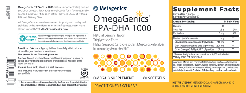 OmegaGenics EPA-DHA 1000 (Metagenics) Label