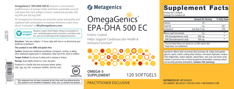 OmegaGenics EPA-DHA 500 Enteric (Metagenics) Label