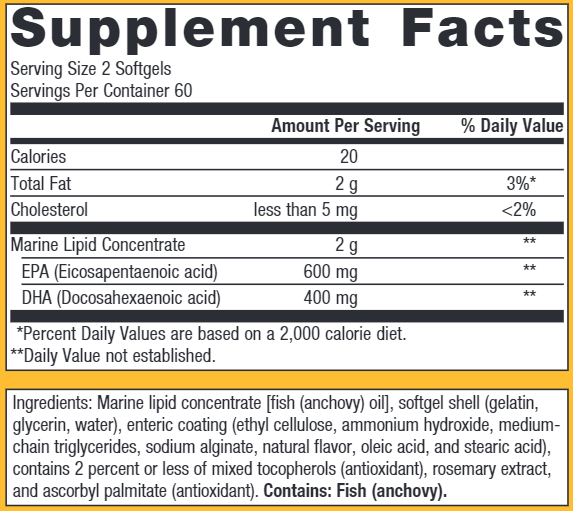 OmegaGenics EPA-DHA 500 Enteric (Metagenics) Supplement Facts