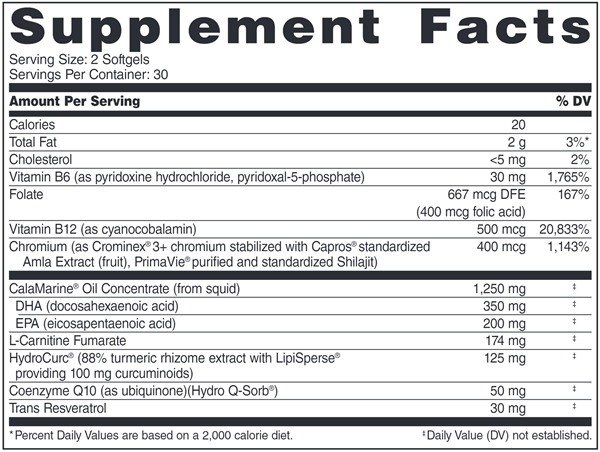 Omega Q Plus Resveratrol and Turmeric (Dr. Sinatra) Supplement Facts