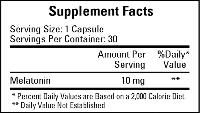 Oncotonin Melatonin 10 mg (Ecological Formulas) Supplement Facts
