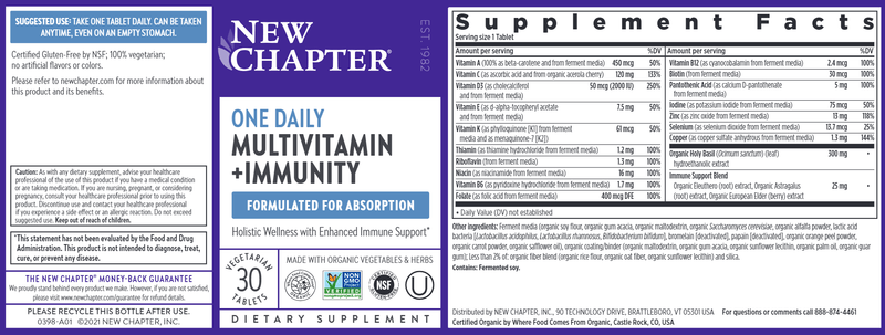 One Daily Multi + Immunity (New Chapter) Label