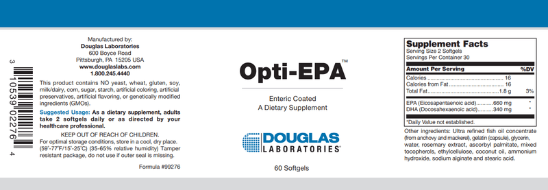 Opti EPA Enteric Coated Douglas Labs Label
