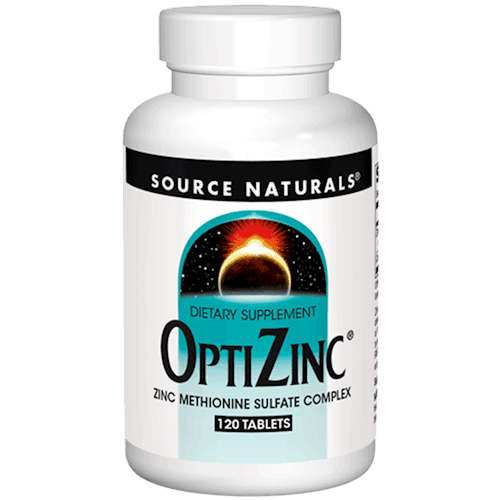 OptiZinc Zinc Methionine Sulfate Complex 120ct (Source Naturals) Front