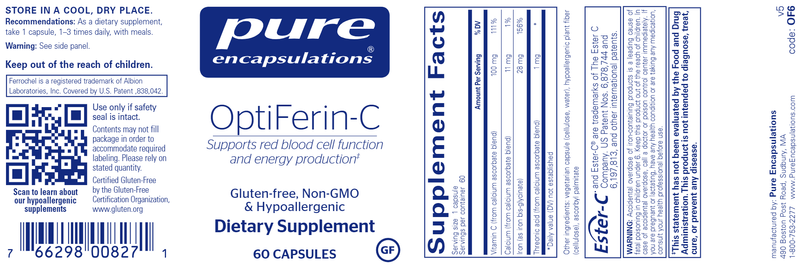 Optiferin C Pure Encapsulations label