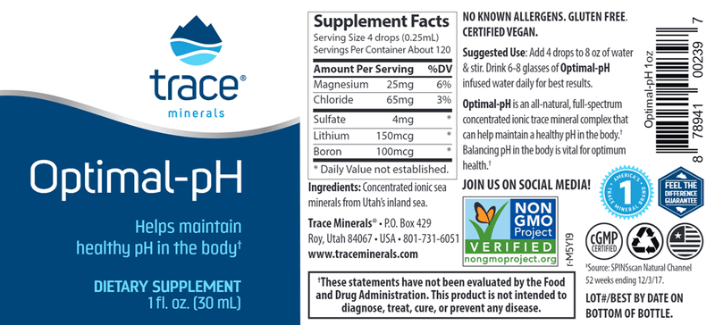 Optimal pH Trace Minerals Research label