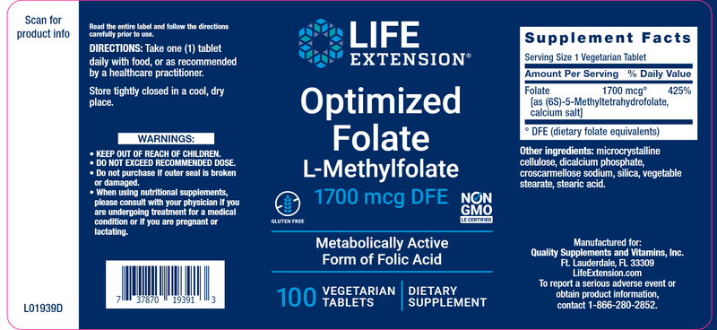 Optimized Folate (Life Extension) Label