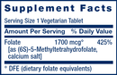 optimized folate (life extension) supplement facts