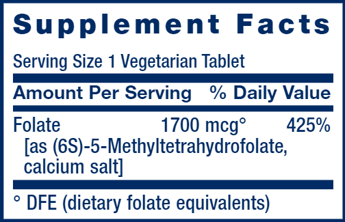 Optimized Folate (Life Extension) Supplement Facts