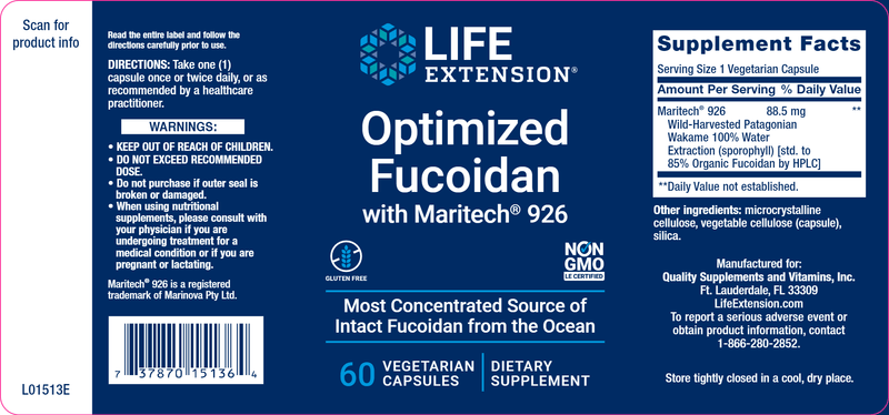 Optimized Fucoidan with Maritech® 926 (Life Extension) Label