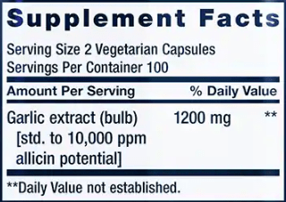 Optimized Garlic (Life Extension) Supplement Facts