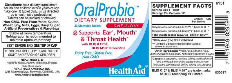 OralProbio (2 Billion) (Health Aid America) Label