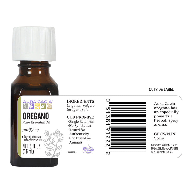 Oregano Essential Oil (Aura Cacia) Outside Label