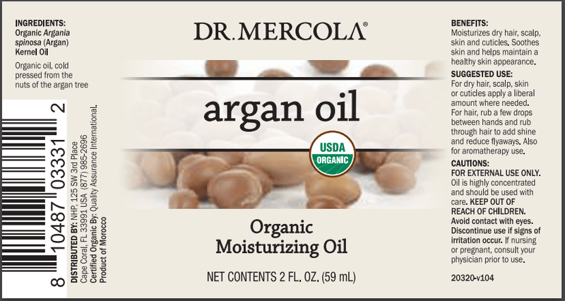 Organic Argan Oil (Dr. Mercola) Label