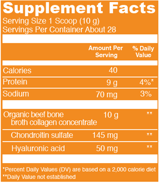 Organic Beef Bone Broth (Vital Proteins) Supplement Facts