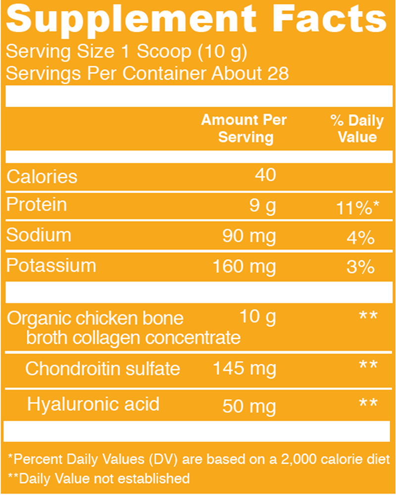 Organic Chicken Bone Broth (Vital Proteins) Supplement Facts
