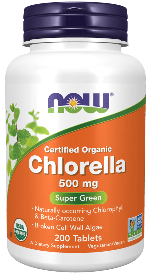 Organic Chlorella 500 mg (NOW) Front