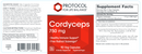 cordyceps 750 mg (protocol for life balance) label