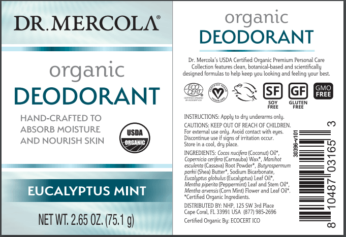 Organic Deodorant Eucalyptus (Dr. Mercola) Label