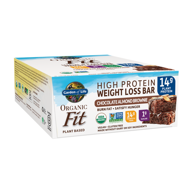Organic Fit Bar Chocolate Almond Brownie (Garden of Life) Front