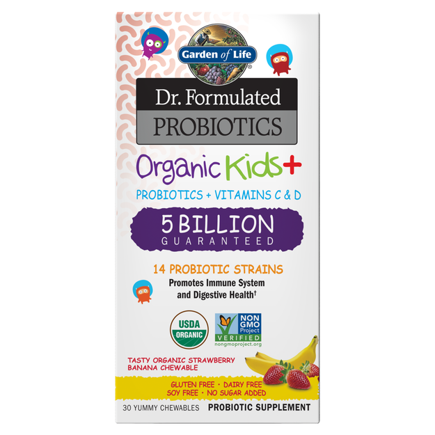 Organic Kids Probiotics Cooler Strawberry Banana (Garden of Life) Front