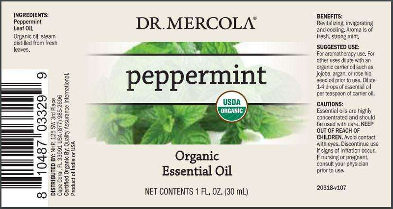 Organic Peppermint Essential Oil (Dr. Mercola) Label