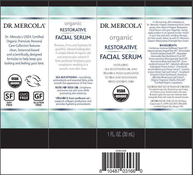 Organic Restorative Facial Serum (Dr. Mercola) Label