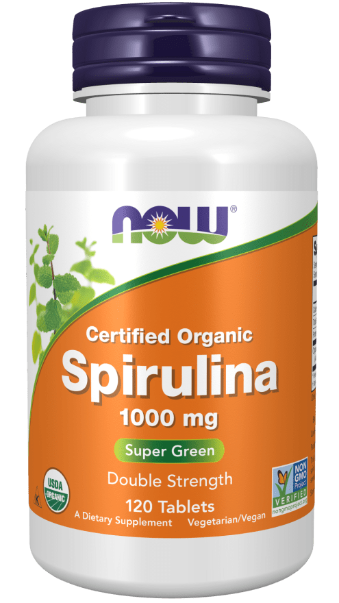 Organic Spirulina 1000 mg (NOW) Front