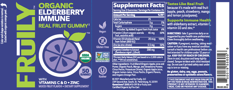 Organic Elderberry Immune Fruily Label