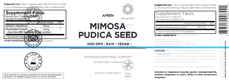 mimosa pudica seed amen label