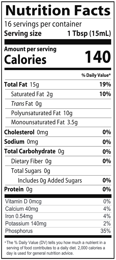 Organic Sunflower Lecithin Liquid (Foods Alive) Nutrition Facts