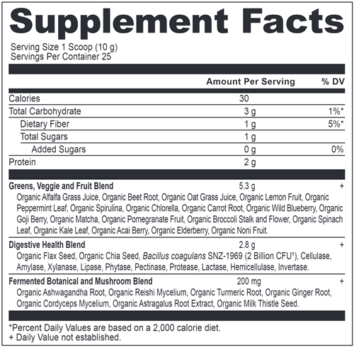 Organic SuperGreens Watermelon (Ancient Nutrition) supplement facts