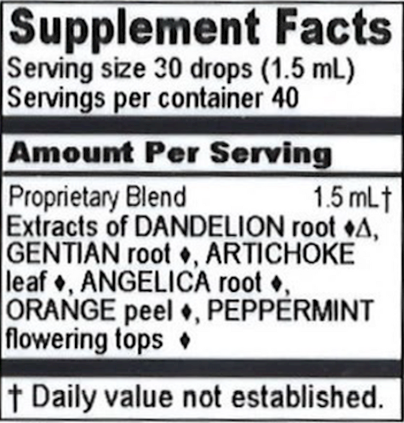 Original Bitters (Herbalist Alchemist) 2oz Supplement Facts