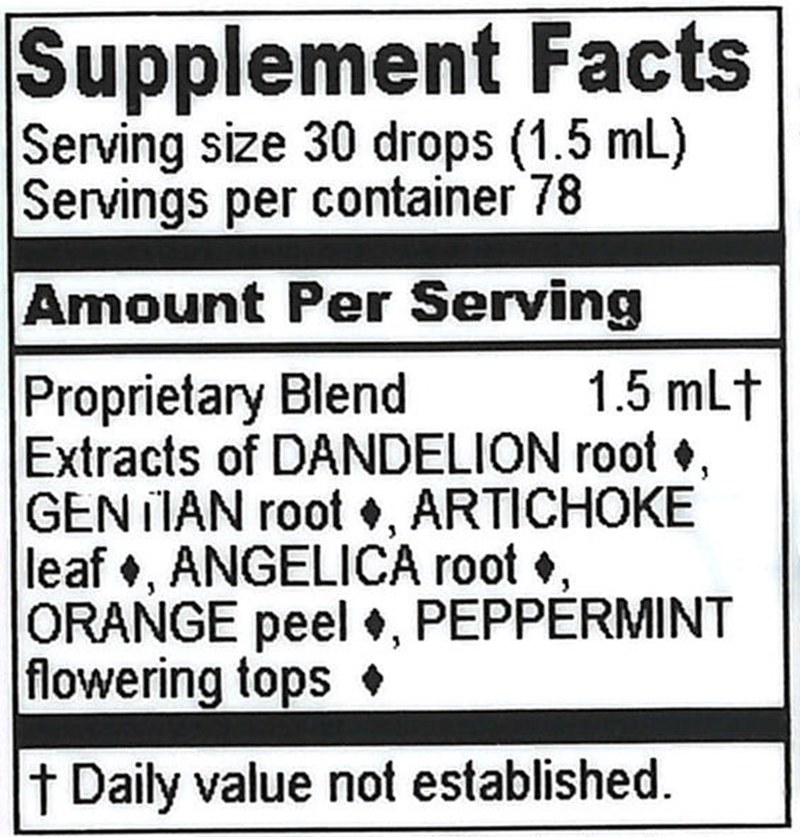 Original Bitters (Herbalist Alchemist) 4oz Supplement Facts