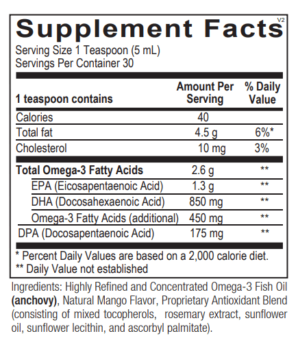orthomega liquid fish oil mango ortho molecular supplement