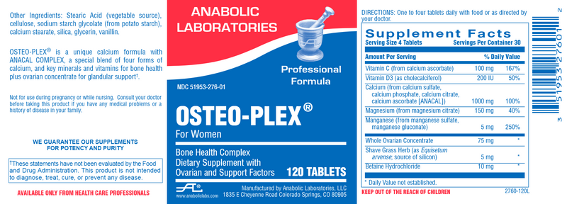 Osteo-Plex for Women (Anabolic Laboratories) Label