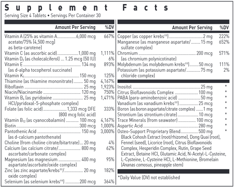 Osteo Support Formula Douglas Labs supplement facts