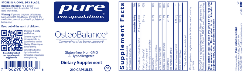 OsteoBalance 210 caps (Pure Encapsulations) label