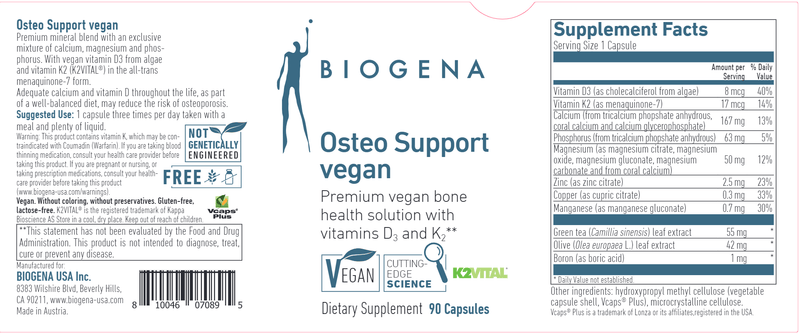 Osteo Support Vegan Biogena Label