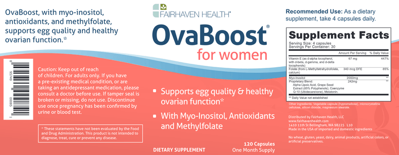 OvaBoost for Women (Fairhaven Health) Label
