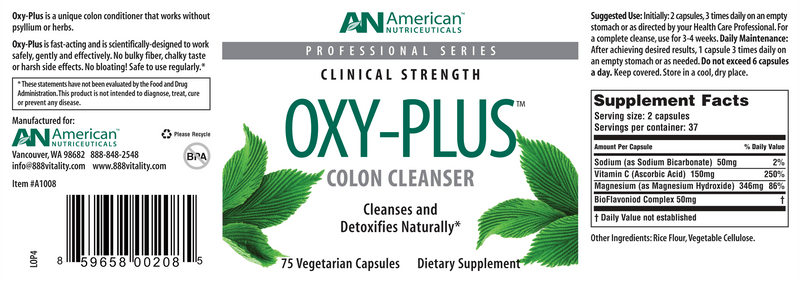 Oxy-Plus (American Nutriceuticals, LLC) Label