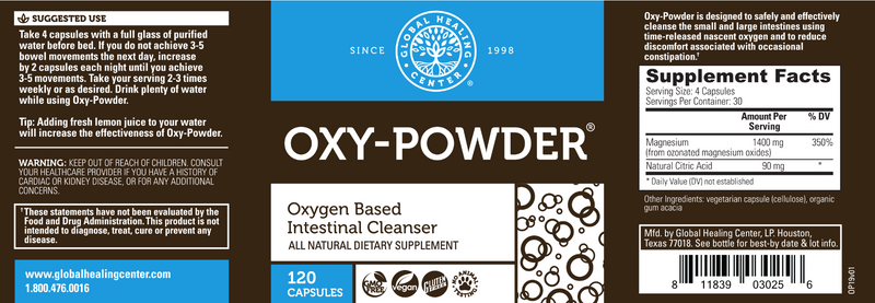 Oxy-Powder (Global Healing) 120ct Label